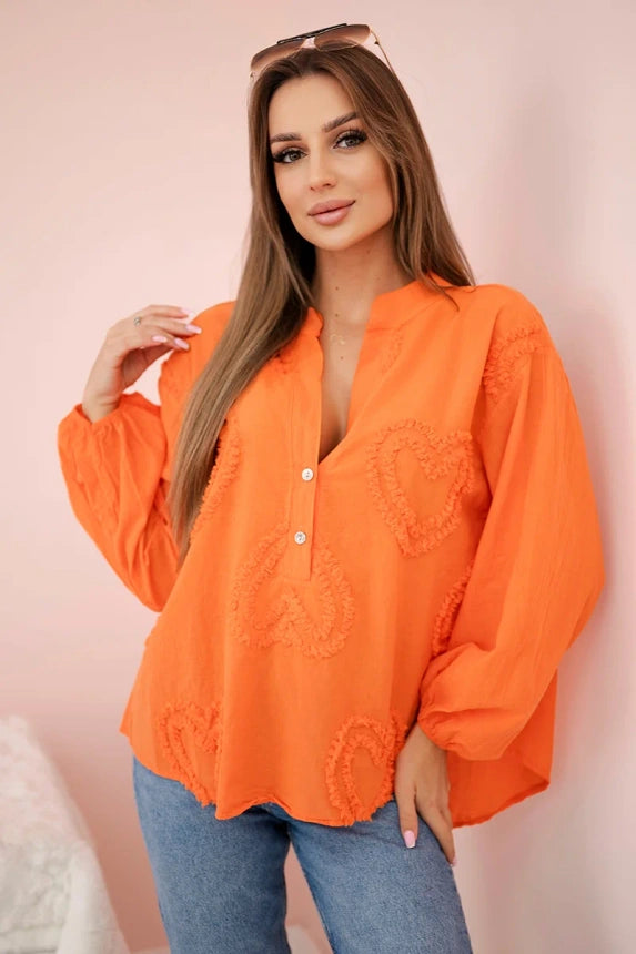 Baumwoll-Bluse mit Herzen