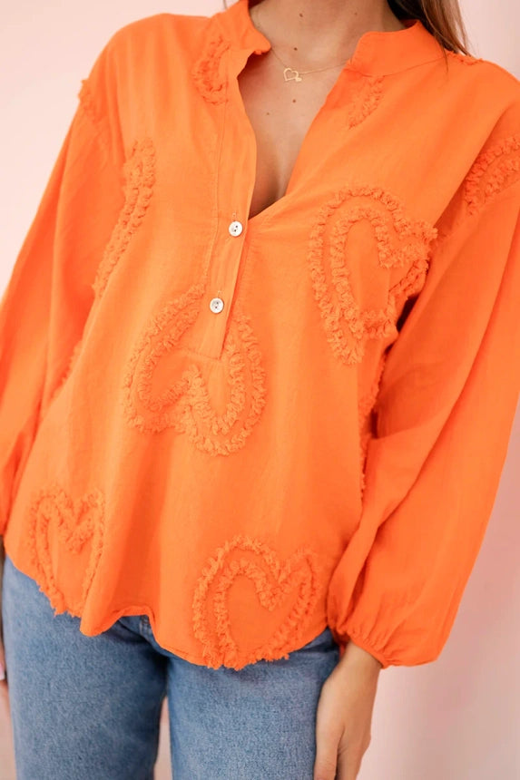 Baumwoll-Bluse mit Herzen