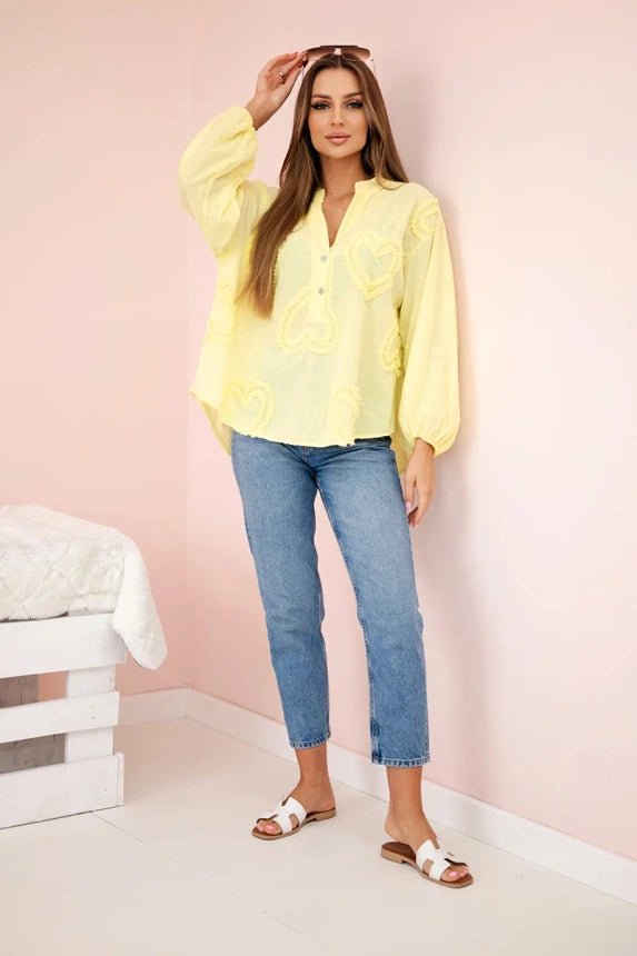 Baumwoll-Bluse mit Herzen