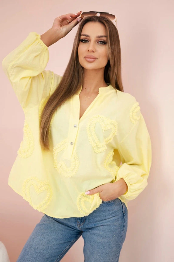 Baumwoll-Bluse mit Herzen
