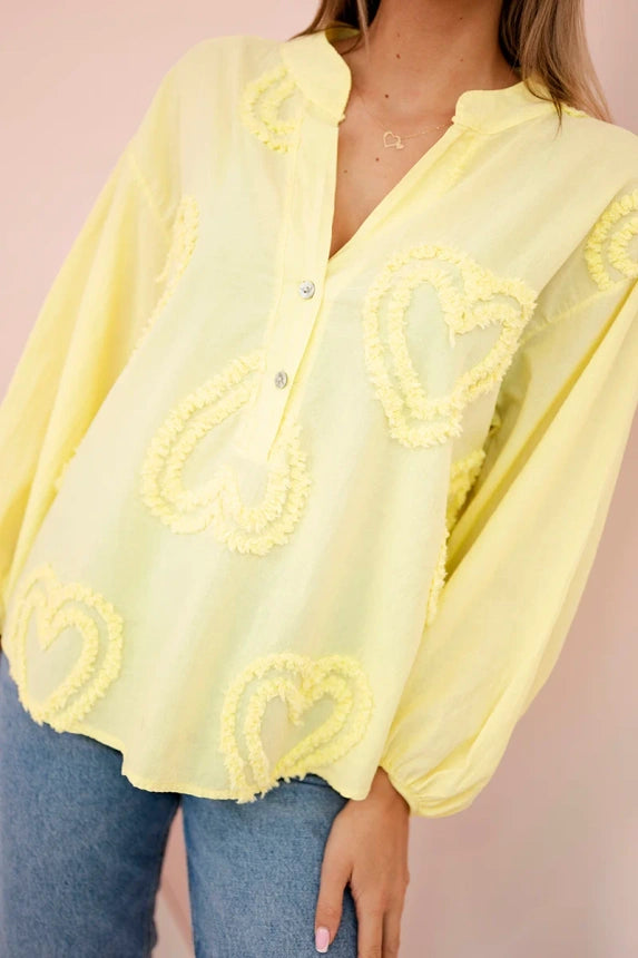 Baumwoll-Bluse mit Herzen