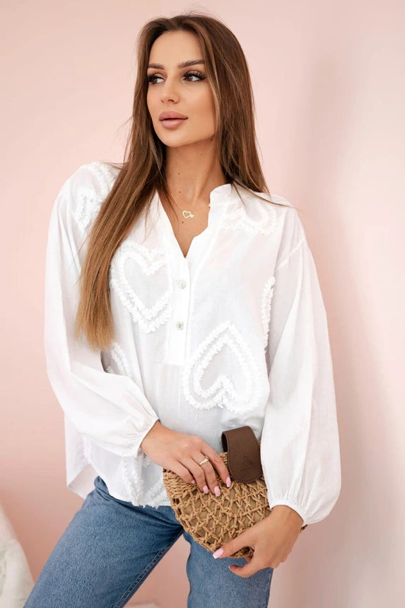 Baumwoll-Bluse mit Herzen