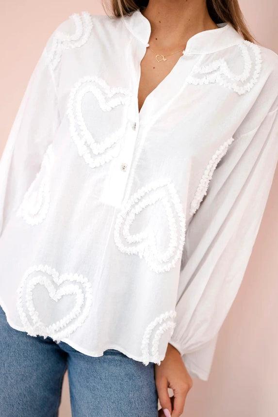 Baumwoll-Bluse mit Herzen