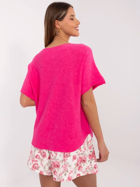 Kurzarm V-Shirt in Pink für modische Alltagslooks