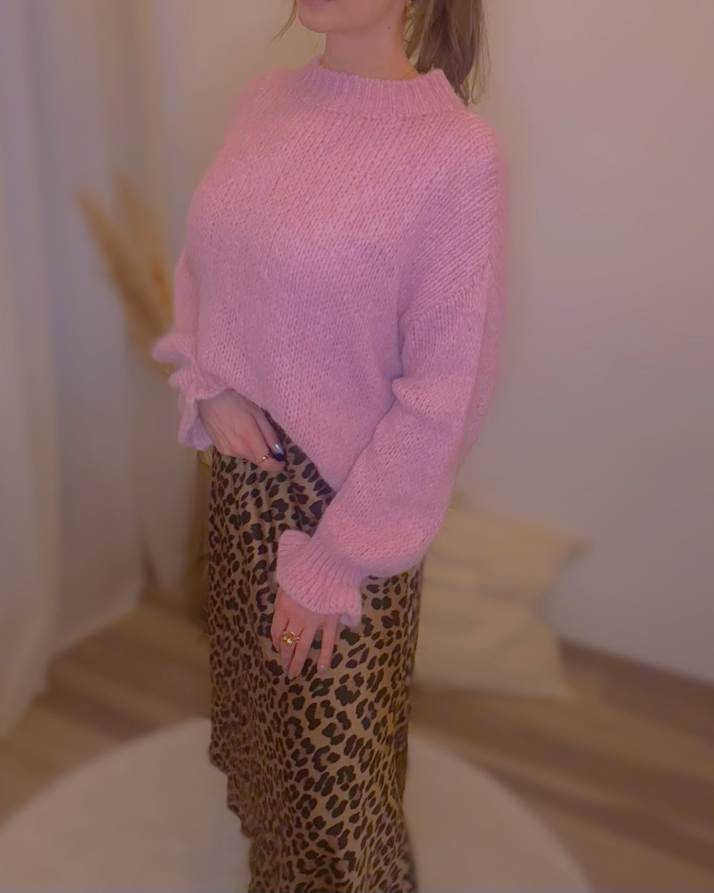 Lässiger Oversized-Strickpullover mit Trompetenärmeln