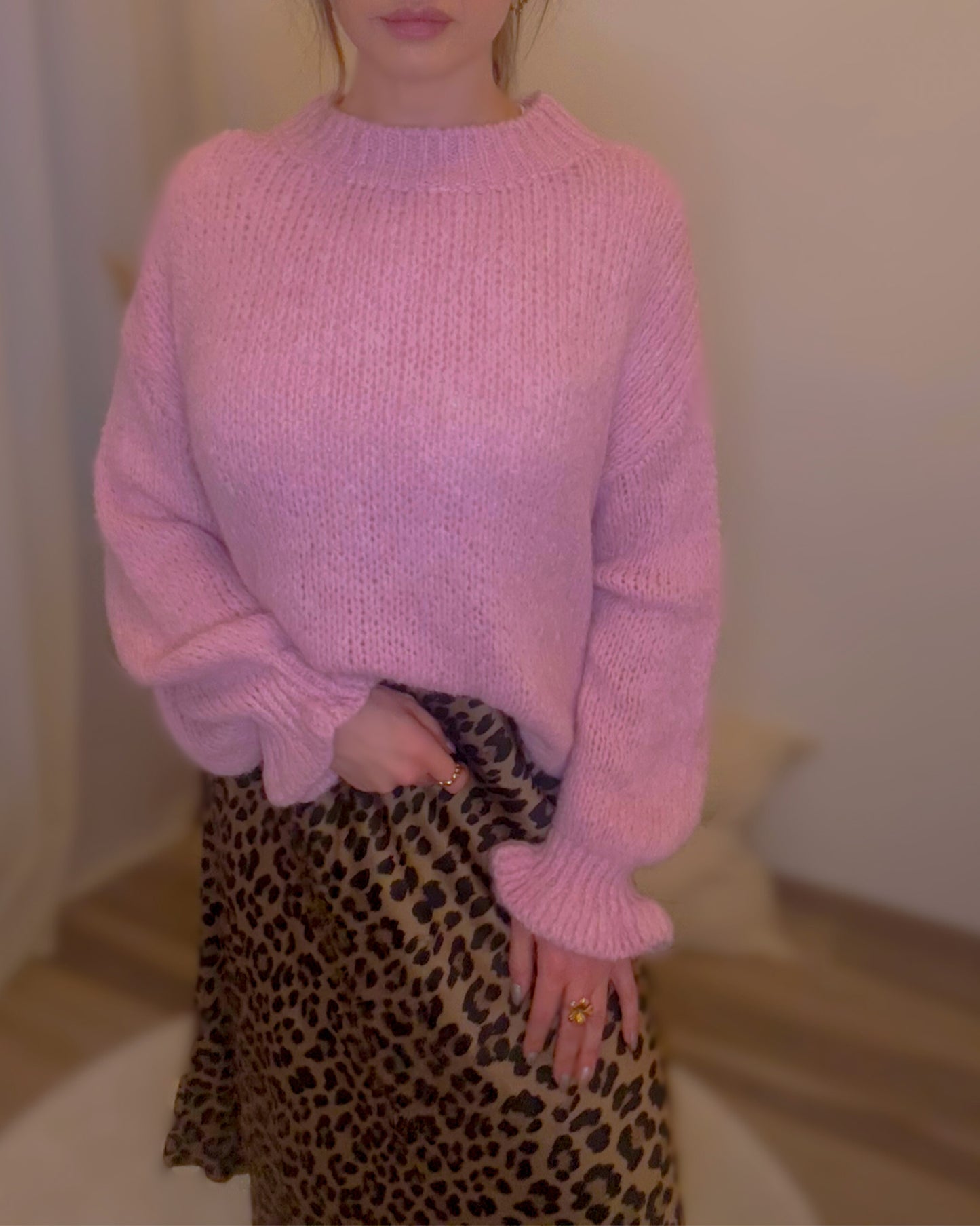 Lässiger Oversized-Strickpullover mit Trompetenärmeln