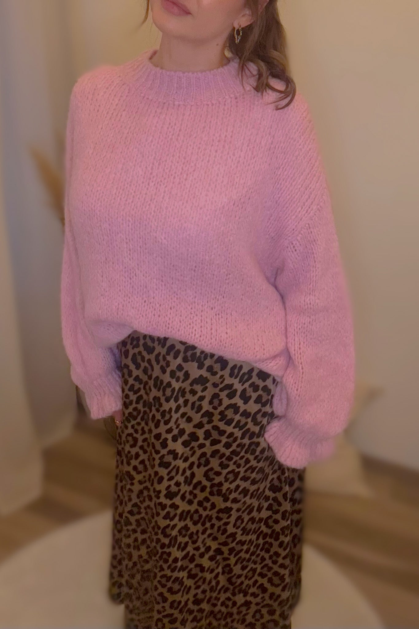 Lässiger Oversized-Strickpullover mit Trompetenärmeln