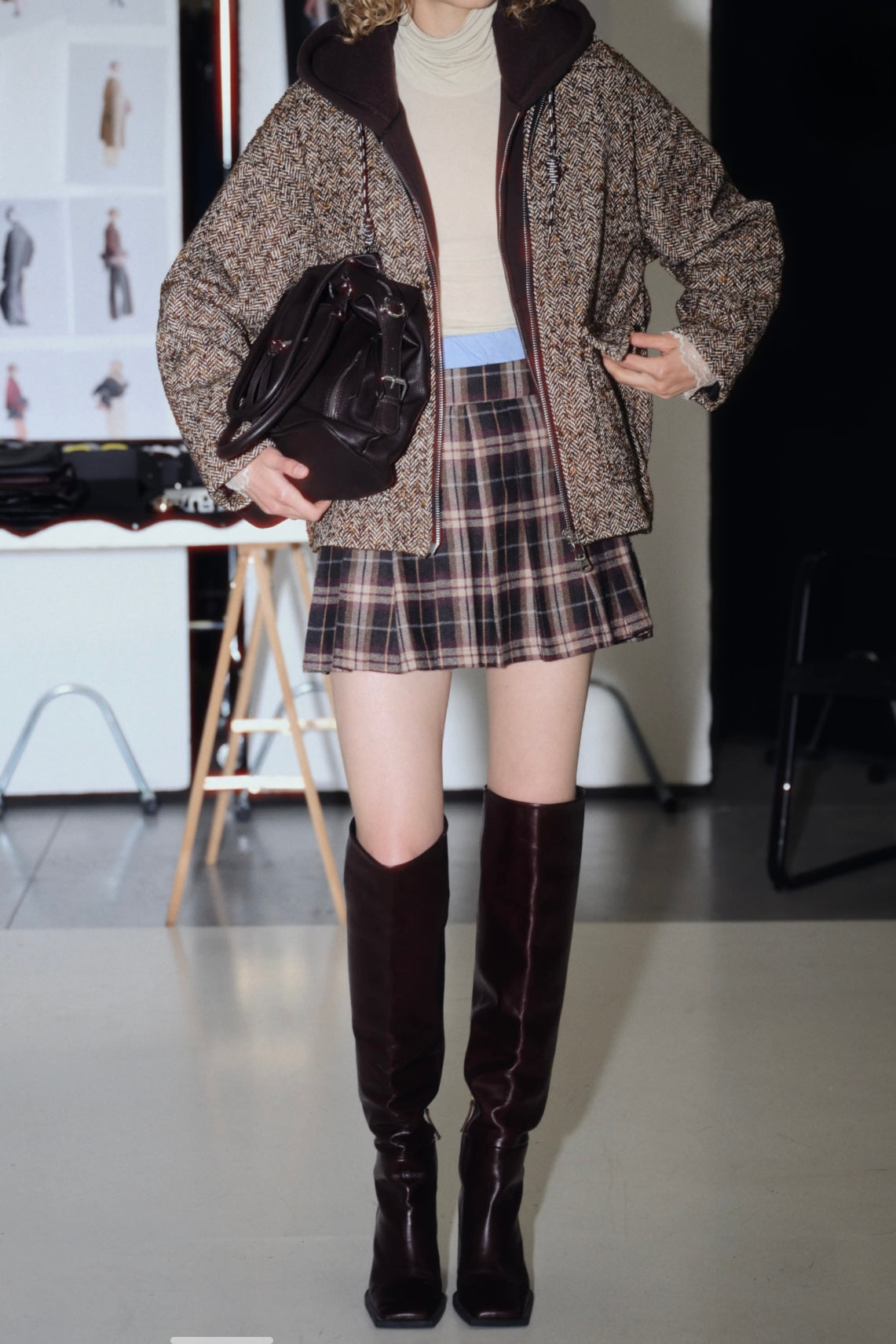 Wollmix Tweed-Jacke mit Taschen