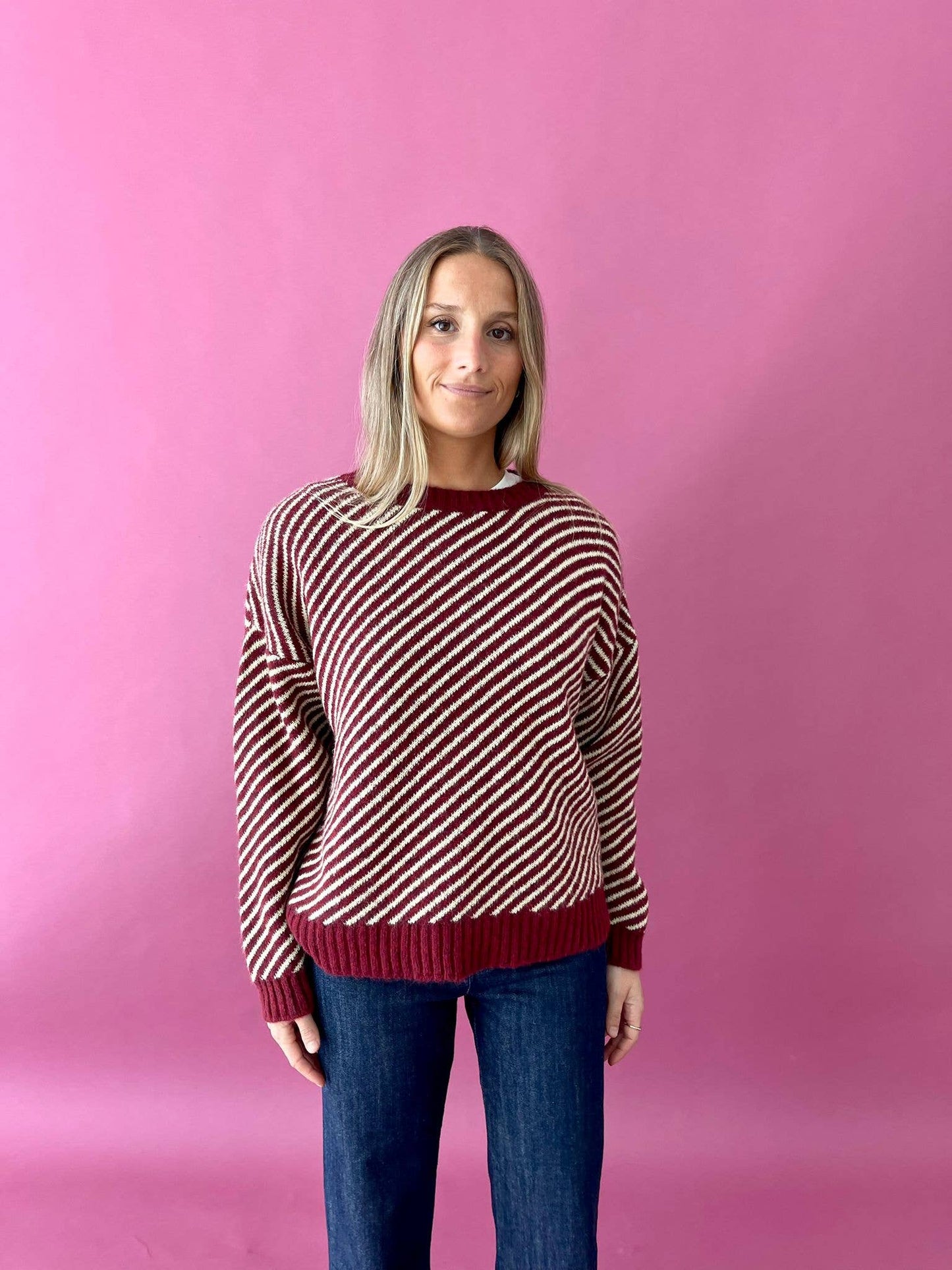 Strickpullover Laura in Burgund und Gelb