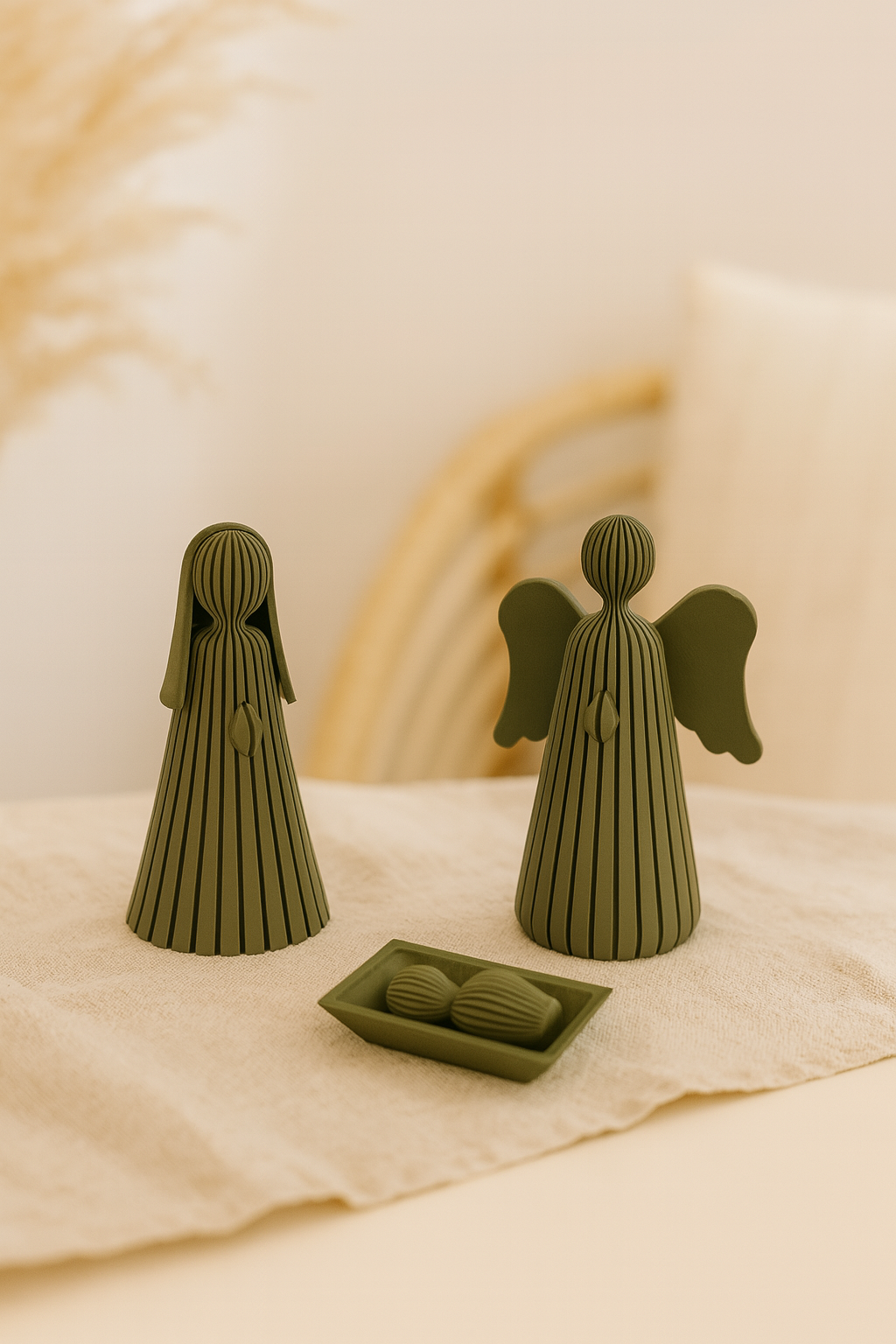 Weihnachtliche Krippe im minimalistischem Stil