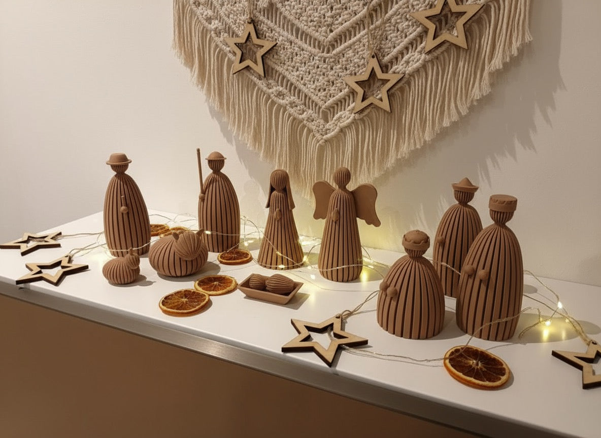 Weihnachtliche Krippe im minimalistischem Stil