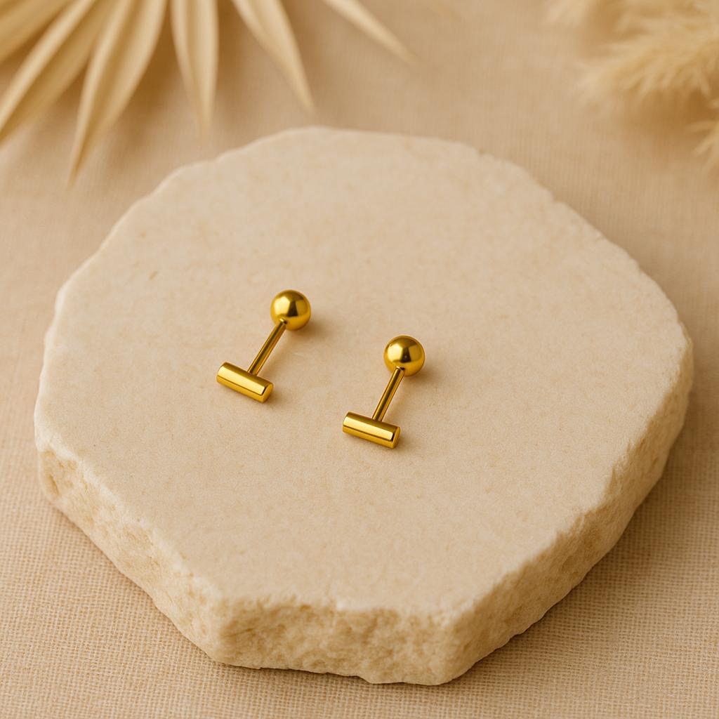 Süße Ohrstecker mit Kugel und kurzem Stab - beidseitig tragbar