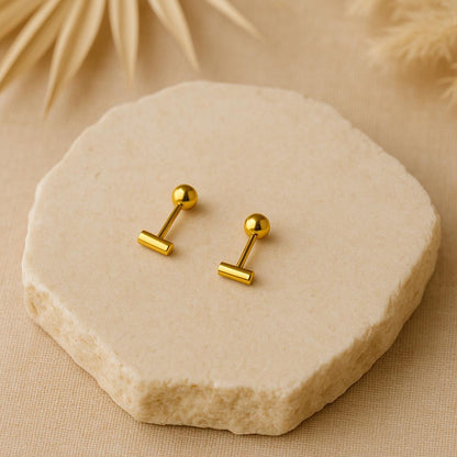 Süße Ohrstecker mit Kugel und kurzem Stab - beidseitig tragbar