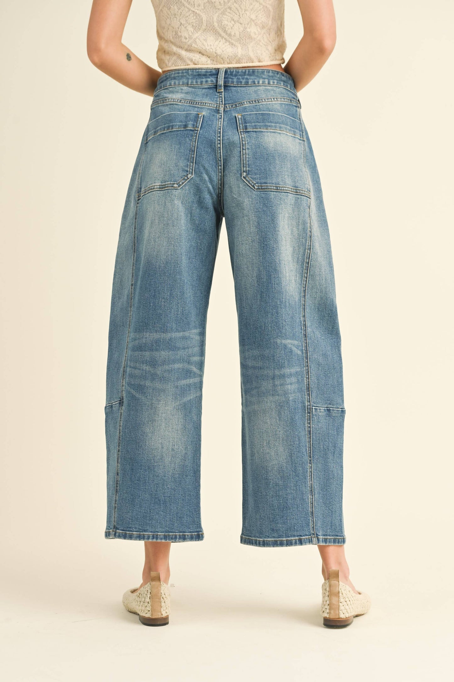 Barrel-Jeans in blau