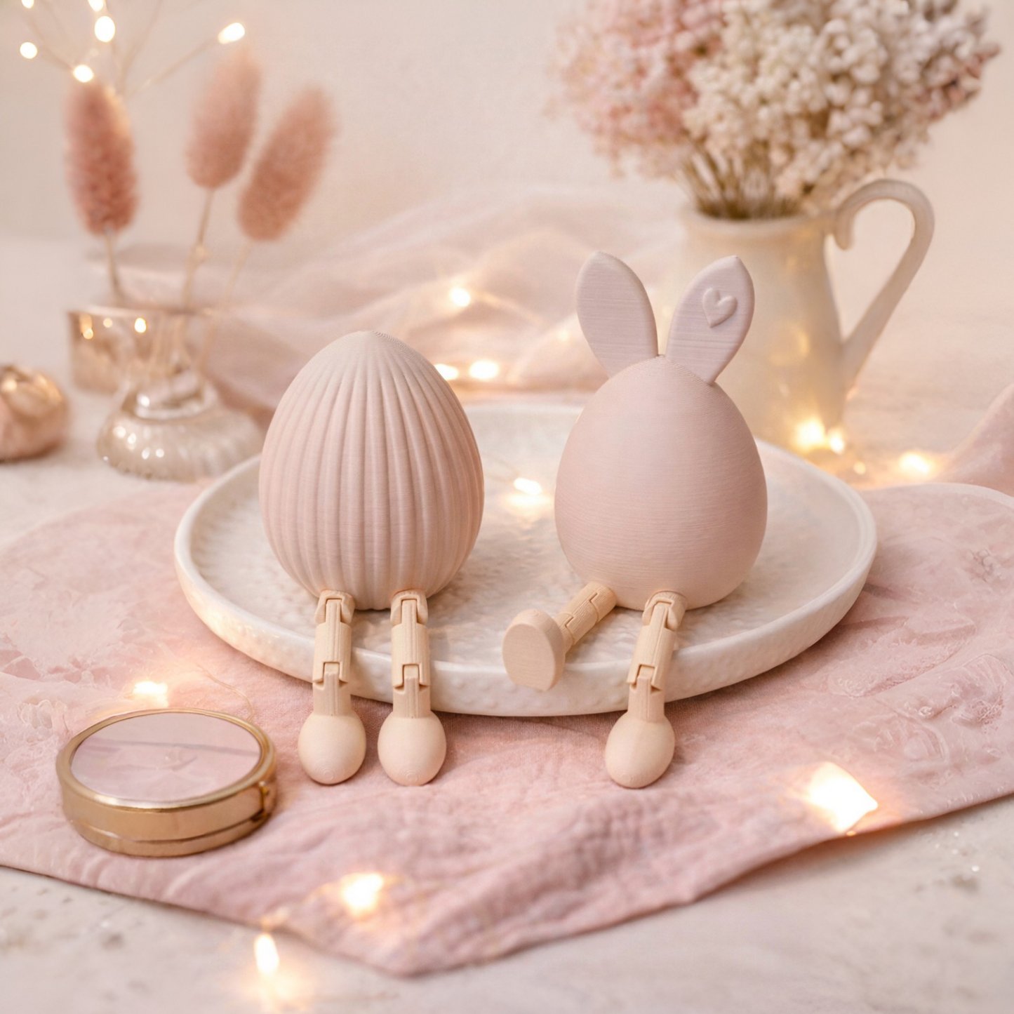 Sitzende Osterfiguren mit Beinchen