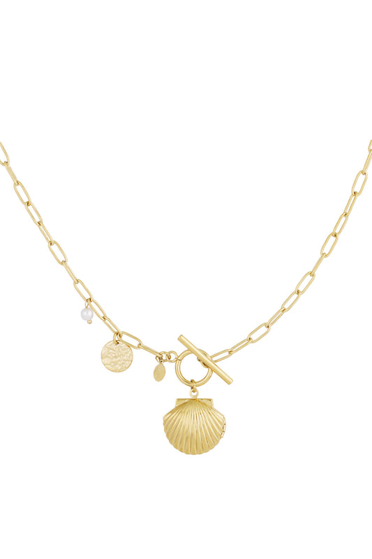 Goldene Muschel-Kette mit Perle und Anhänger