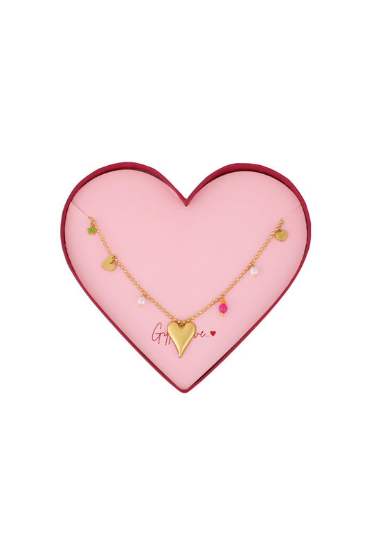 Herz-Halskette aus vergoldetem Edelstahl in rosa Geschenkbox
