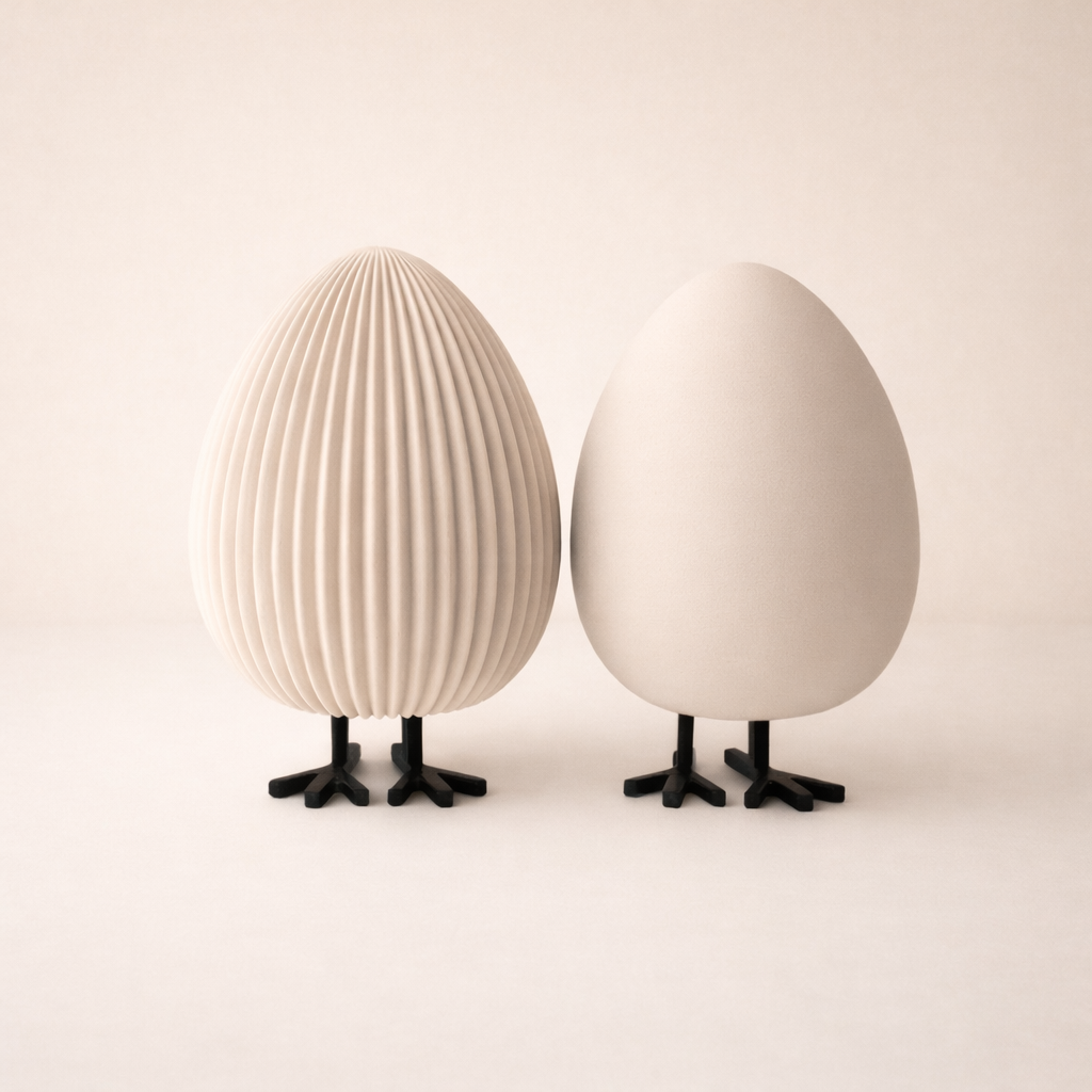 Skandi Deko-Ei mit Füßen | 3D-Druck | glatt, geriffelt oder rau | MITTEL