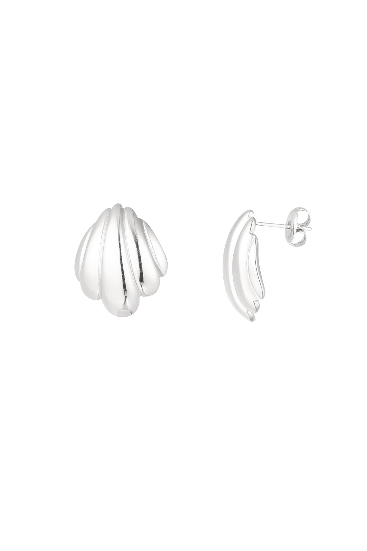 Elegante Edelstahl-Ohrstecker mit Muscheldesign in Silber