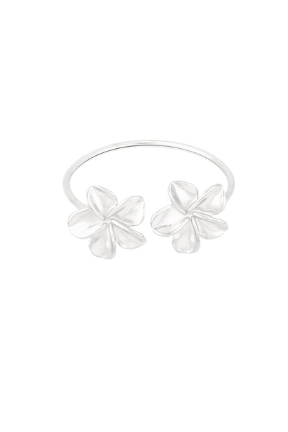 Filigranes Edelstahlarmband mit zwei Blumen für Damen. 