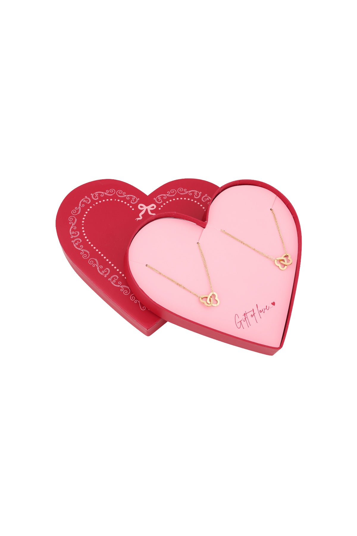 Geschenkidee: Herzarmband-Set in roter Box mit Aufschrift "Gift of Love".