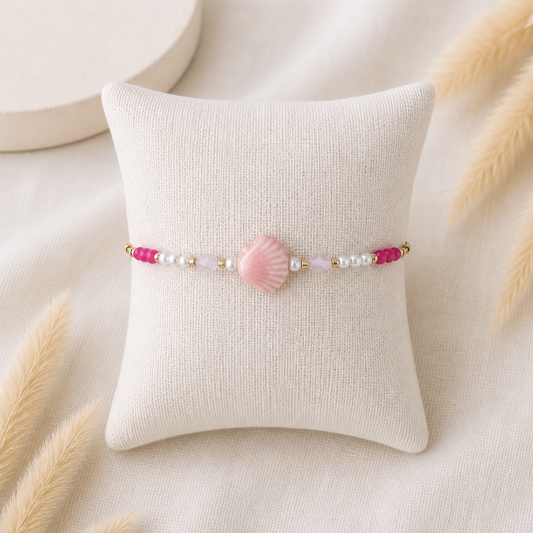 Muschel Armband in Rosa & Pink mit Perlen