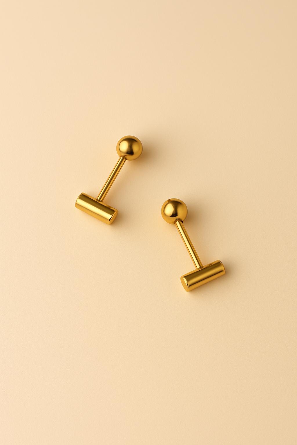 Süße Ohrstecker mit Kugel und kurzem Stab - beidseitig tragbar