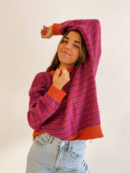 Orange und lila Gestreifter Pullover COPIA