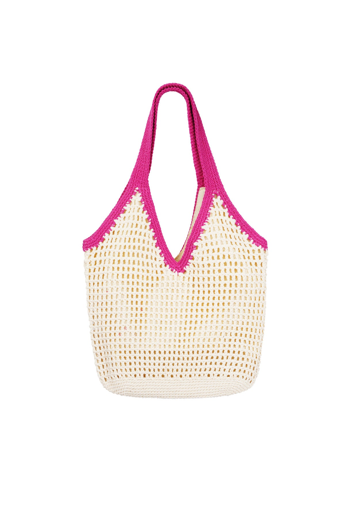 Sommerliche Mesh-Tasche mit dekorativer Kontrastborte