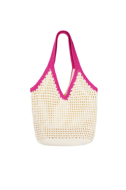 Sommerliche Mesh-Tasche mit dekorativer Kontrastborte
