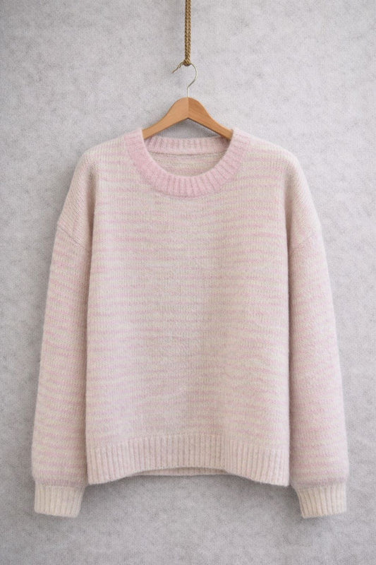 Gestreifter Oversize-Pullover mit Wolle und Alpaka-Anteil