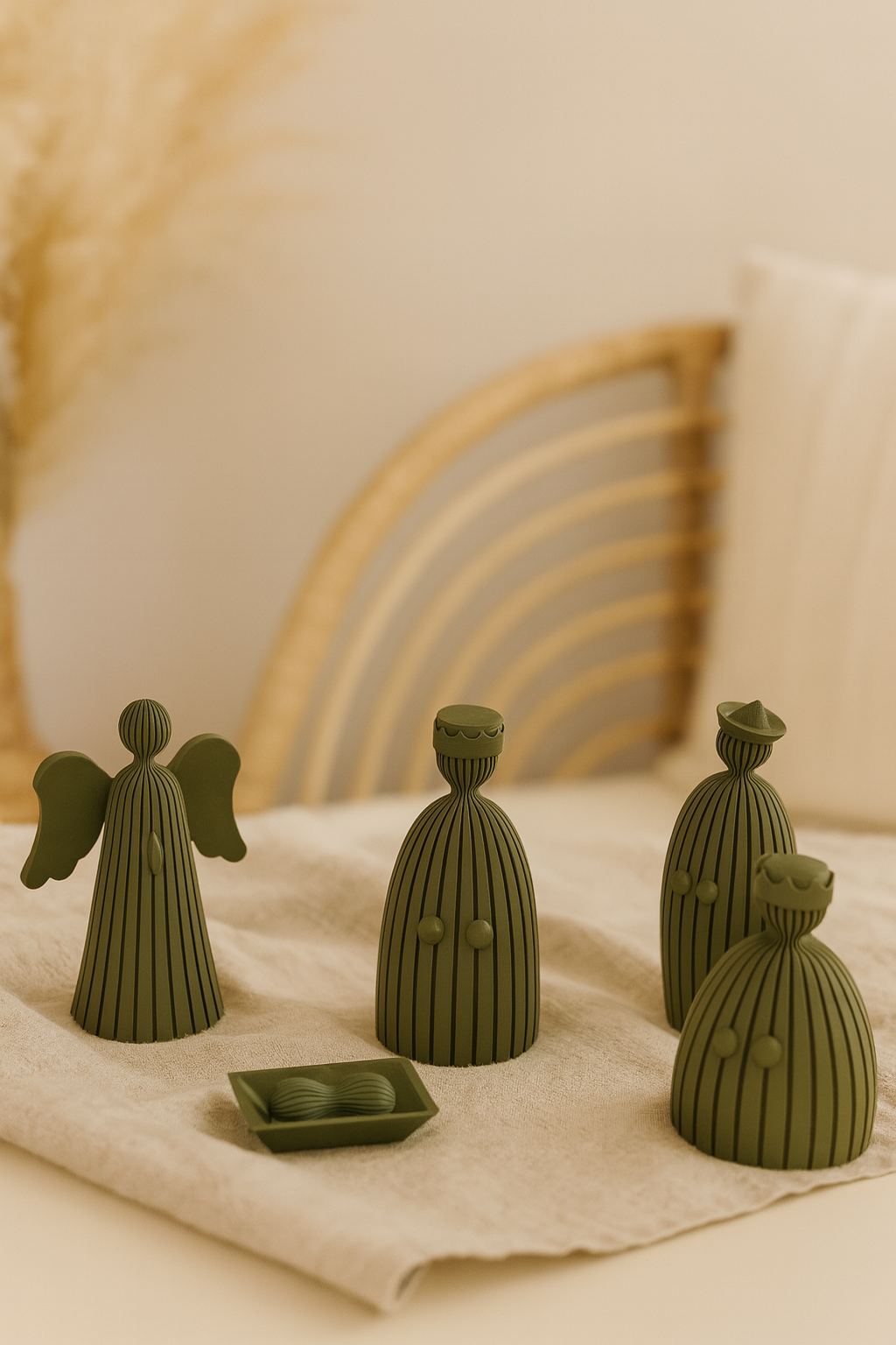 Weihnachtliche Krippe im minimalistischem Stil