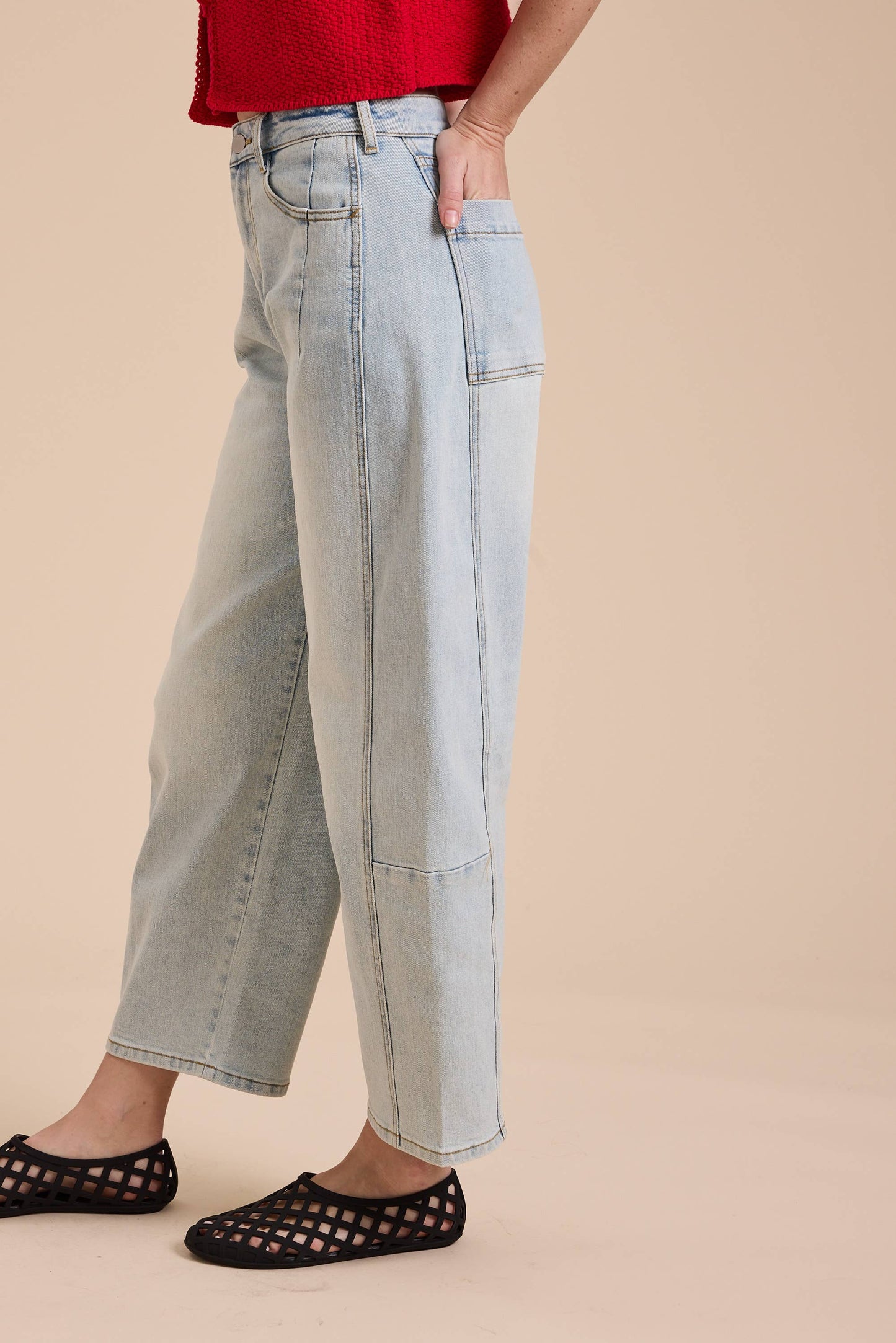 Barrel-Jeans in blau