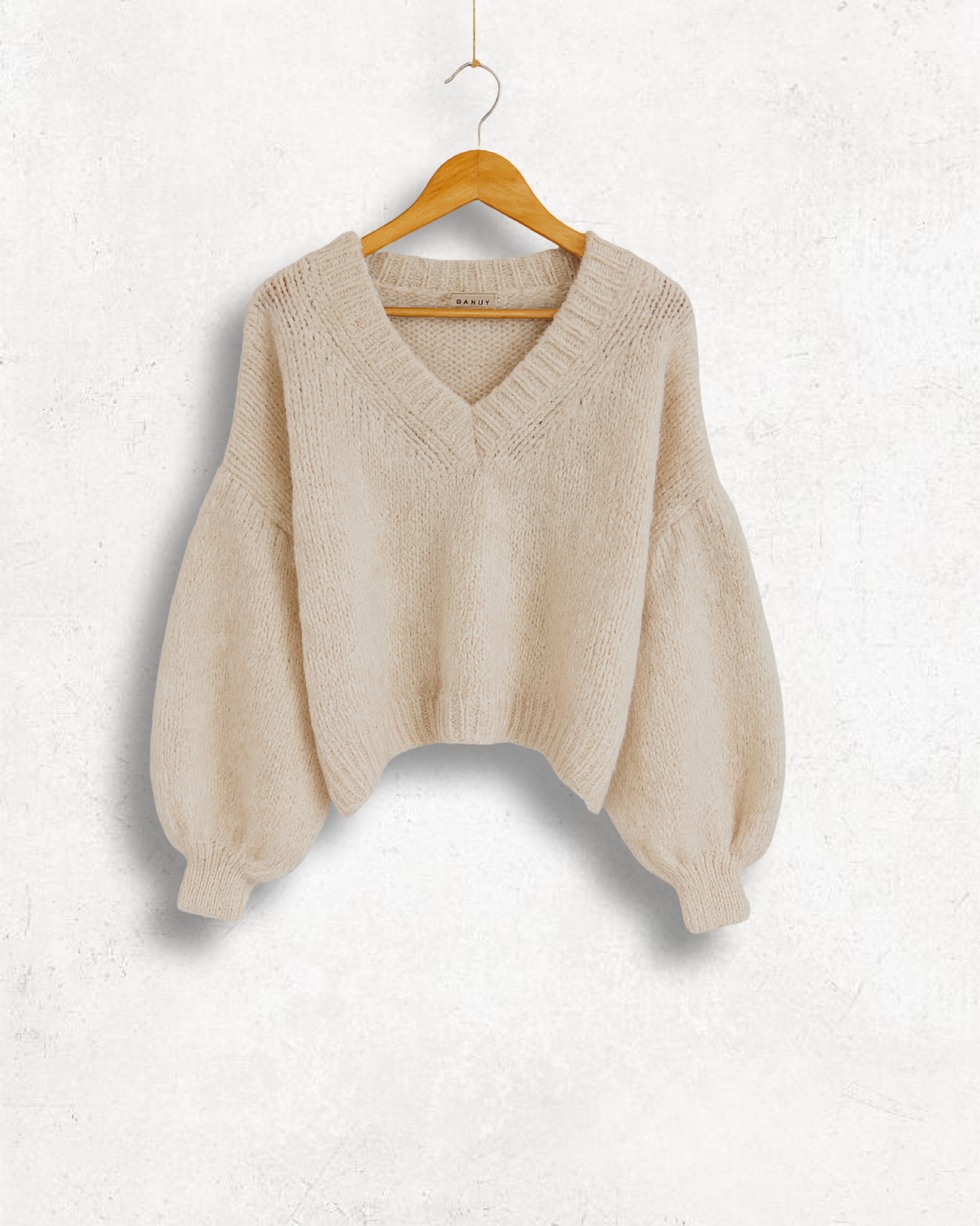 V-Ausschnitt Pullover aus Wolle & Mohair - Creme
