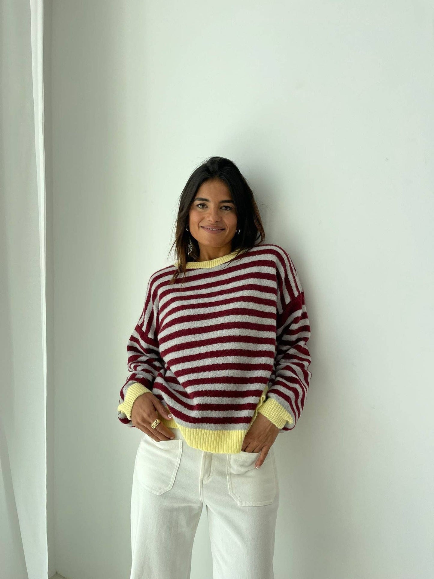 Weicher Strickpullover PIA mit Streifenmuster