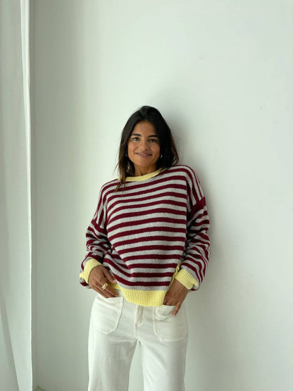 Weicher Strickpullover PIA mit Streifenmuster