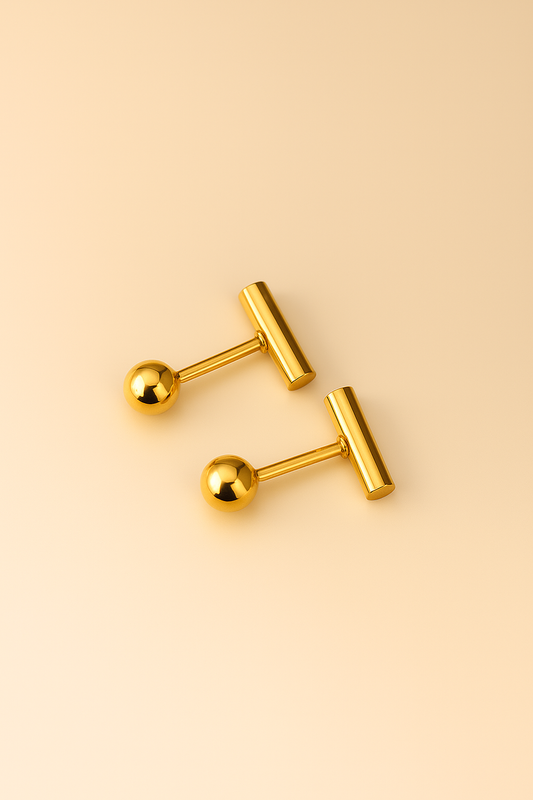 Süße Ohrstecker mit Kugel und Stab - beidseitig tragbar