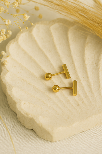 Süße Ohrstecker mit Kugel und Stab - beidseitig tragbar