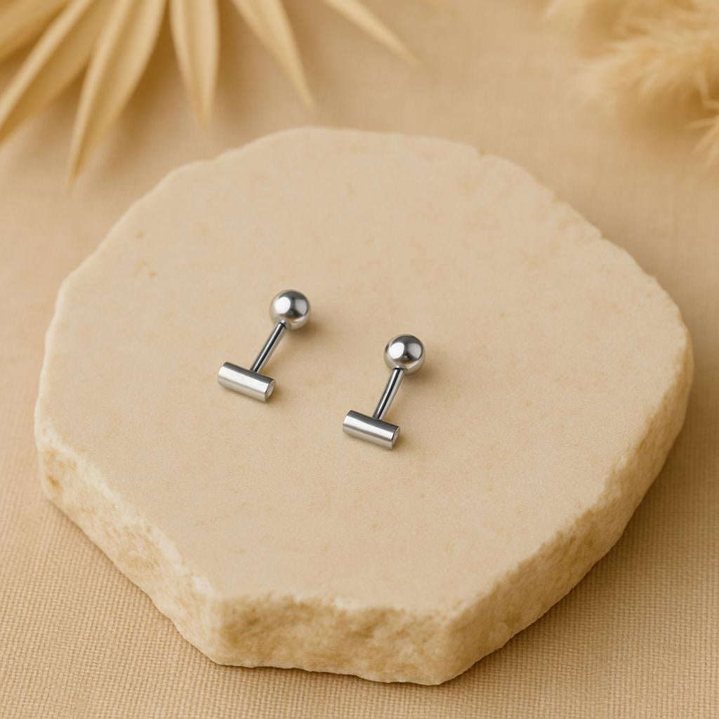 Süße Ohrstecker mit Kugel und kurzem Stab - beidseitig tragbar