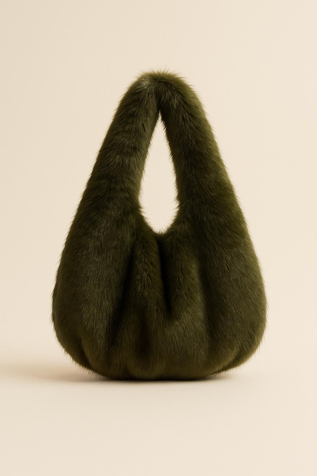 Kuschelige Faux-Fur Schultertasche – Olive