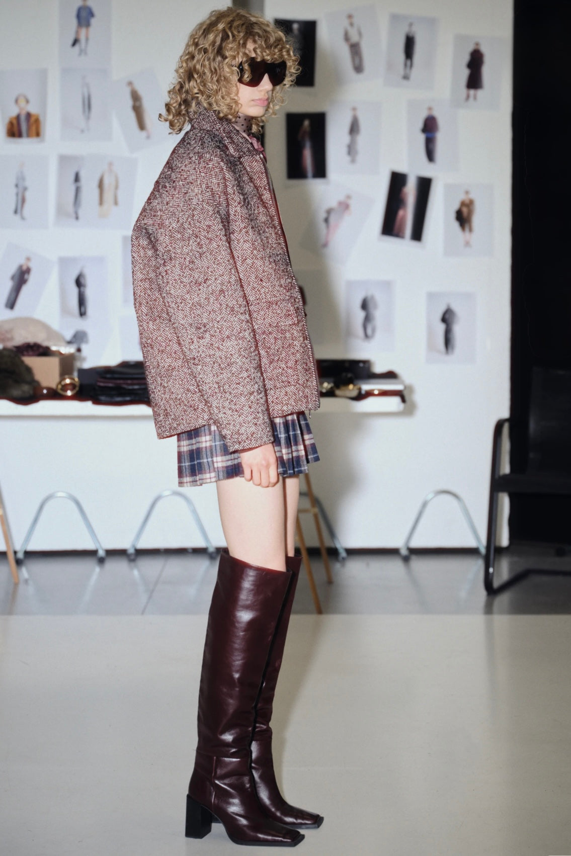 Wollmix Tweed-Jacke mit Taschen