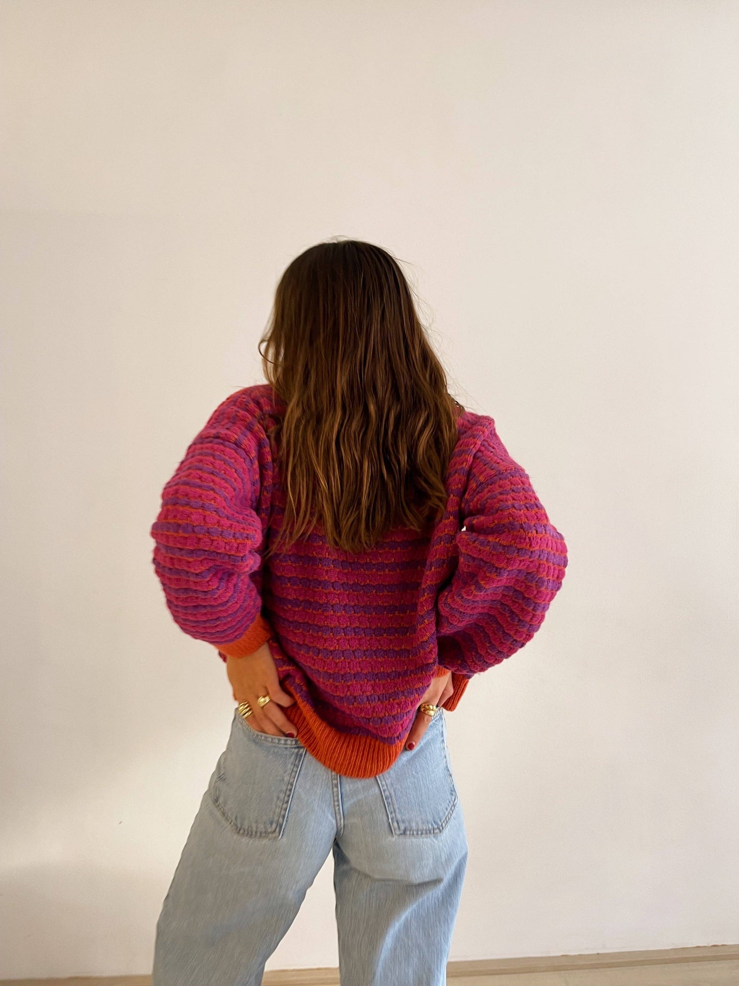 Orange und lila Gestreifter Pullover COPIA