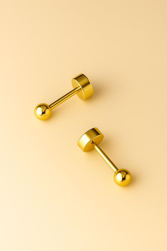 Süße Ohrstecker mit Kugel und Zylinder - beidseitig tragbar