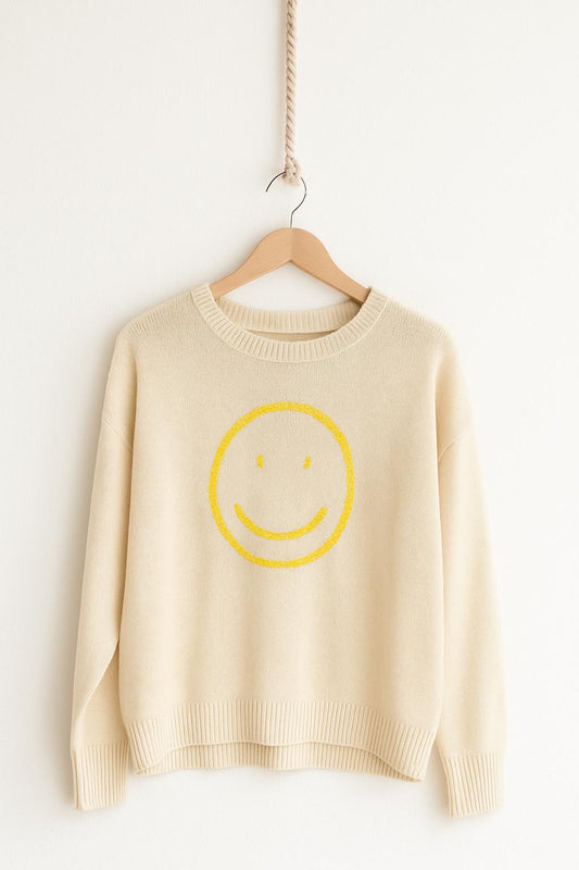 Wollpullover mit gesticktem Smiley