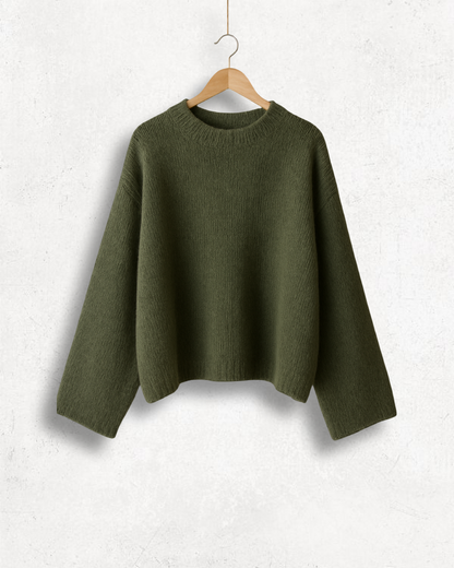 Oversize Pullover aus Wolle & Mohair - Khaki