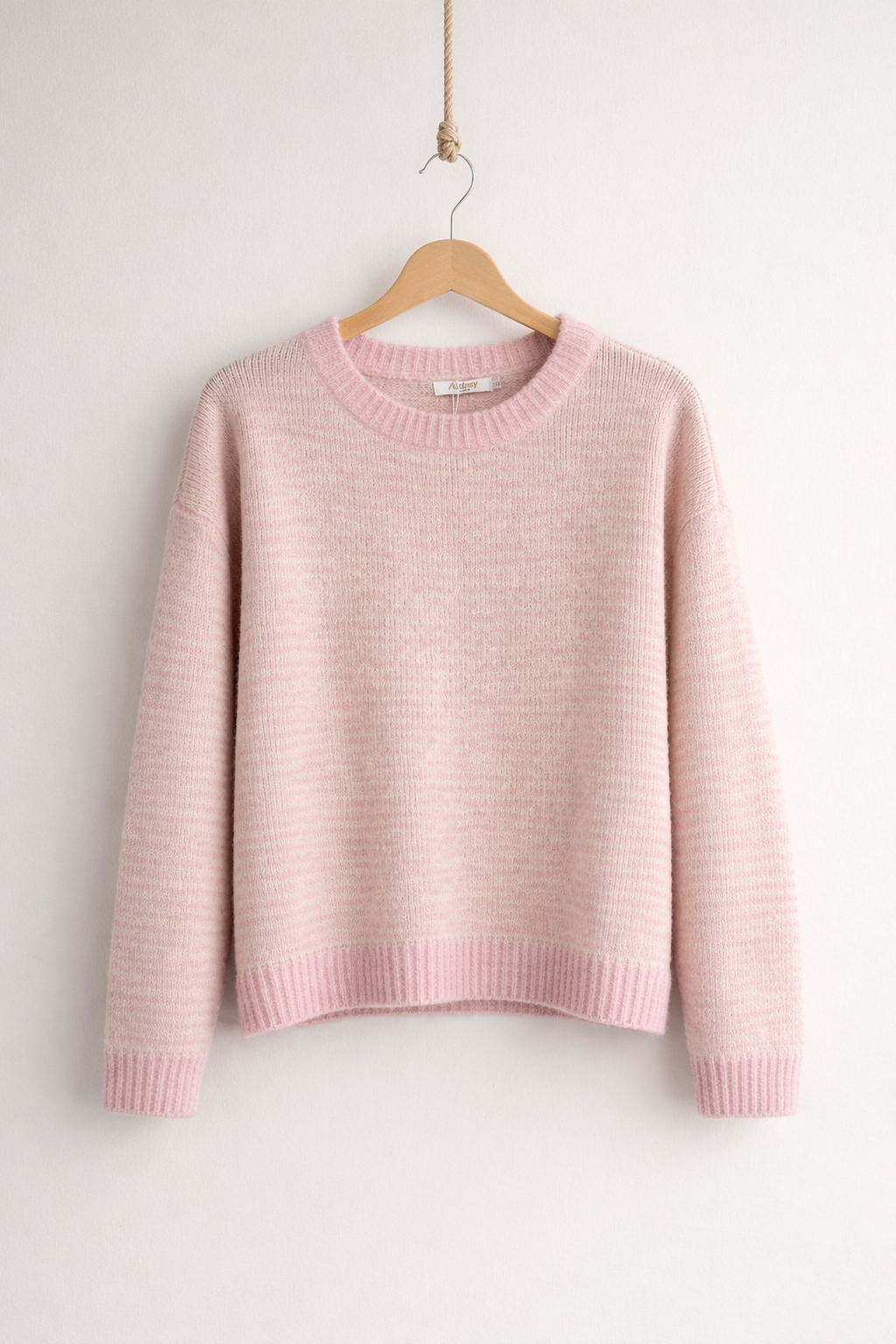 Gestreifter Oversize-Pullover mit Wolle und Alpaka-Anteil