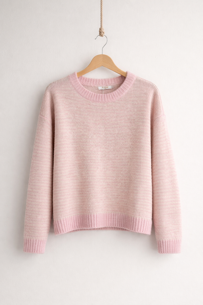 Gestreifter Oversize-Pullover mit Wolle und Alpaka-Anteil