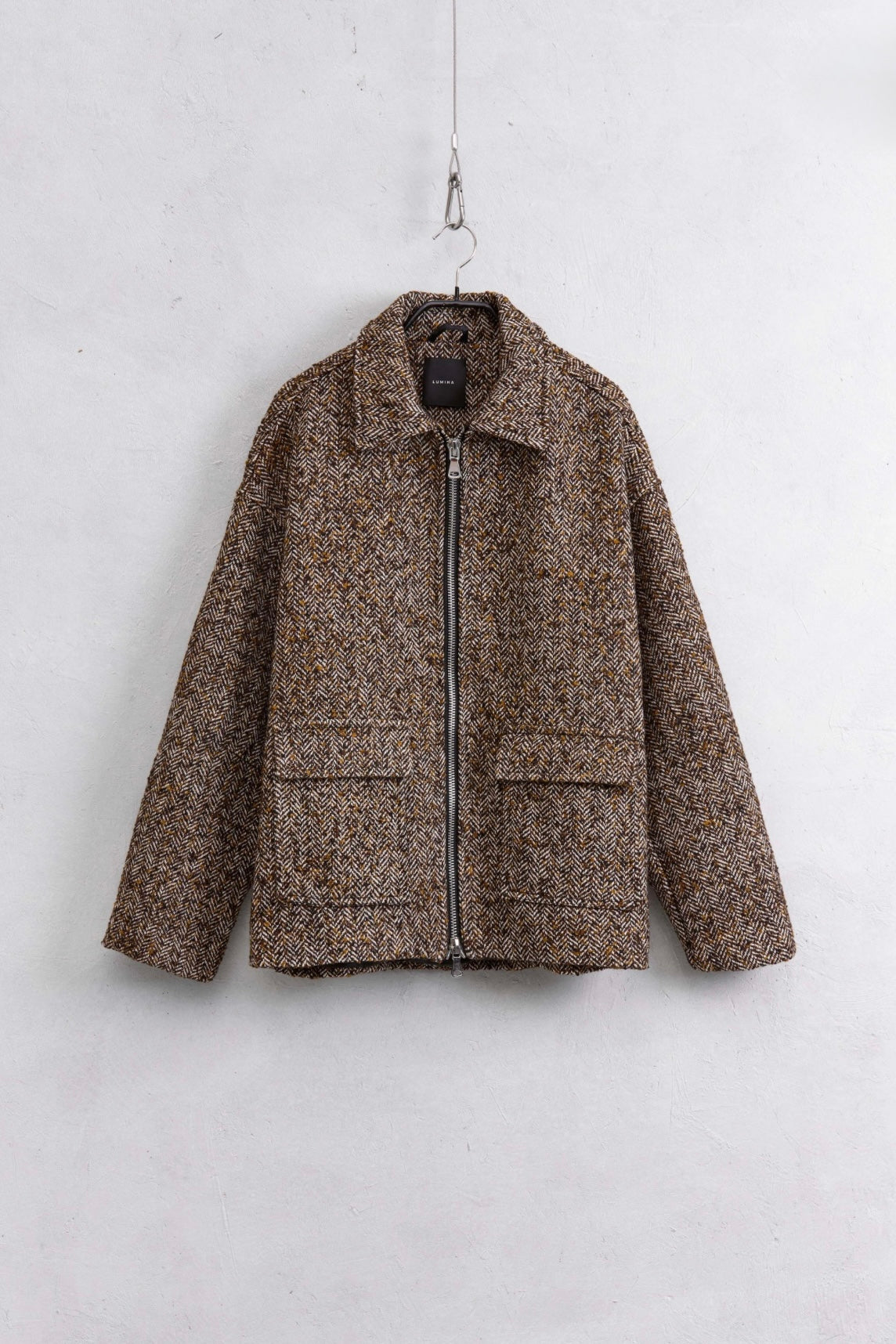 Wollmix Tweed-Jacke mit Taschen