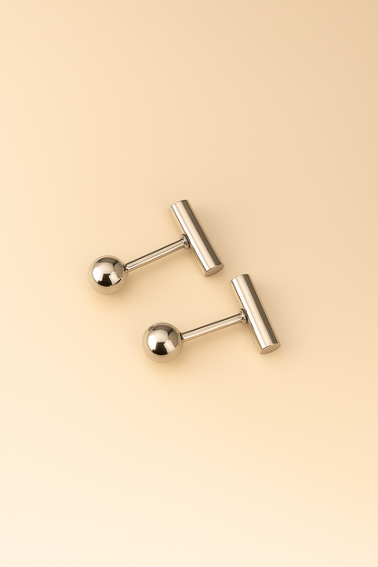 Süße Ohrstecker mit Kugel und Stab - beidseitig tragbar