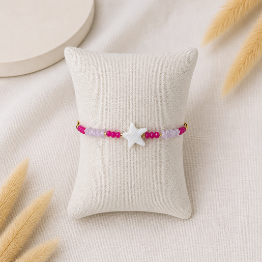 Seestern Armband in Pink & Flieder mit Perlen
